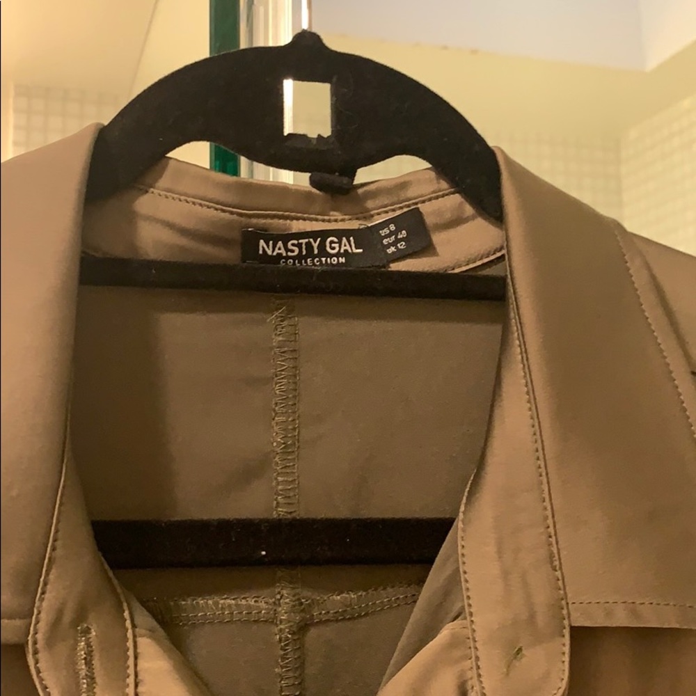 Nasty Gal Green Silk Pant Romper